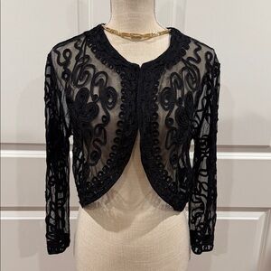 Elegant Black Sheer Lace bolero